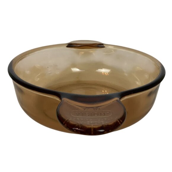 Corning Visions Grab-it Bowl 240-B Amber Glass Cookware Dish With Handles - Picture 3 of 8